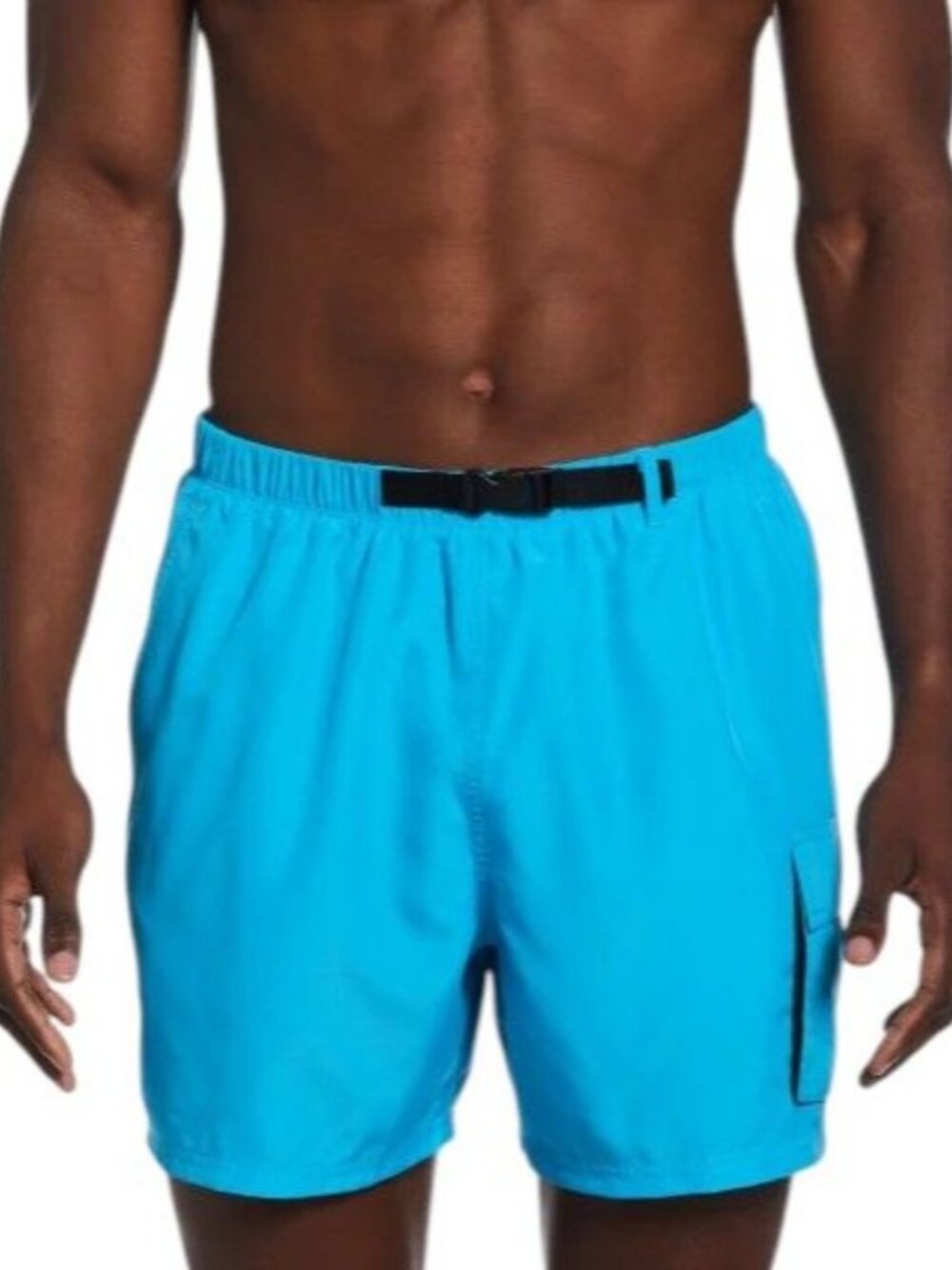 Nike Swim Blue Belted Packable 5" Volley Short NESSB522-480 Mens L NEW with Tags